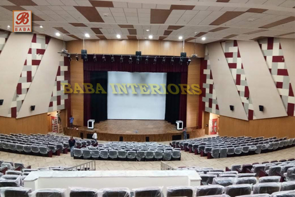 acoustics ceiling, wall paneling, sound proofing, seating and interior fitout works in Auditorium